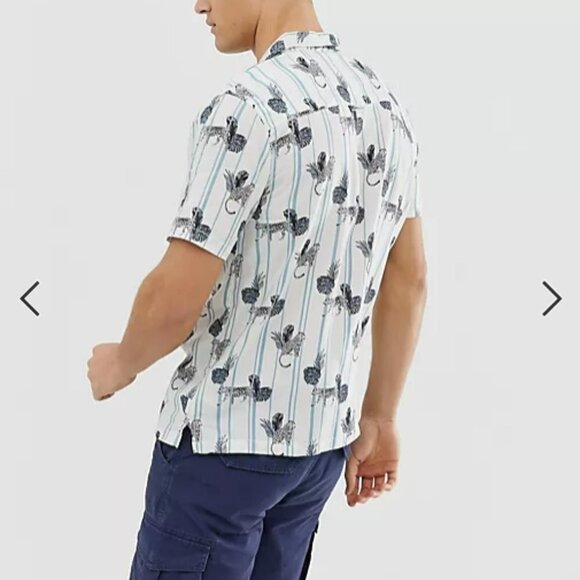 ASOS Soul Star England Short Sleeve Button Down Animal Print - Picture 2 of 12